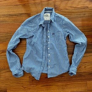 A&F Cornflower Blue Gingham Button Up